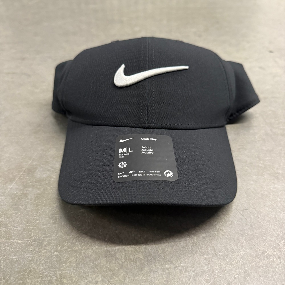 Nike Club Cap Dri-FIT Black Adjustable Hat FB5625-010 Crystal Embroidery M/L